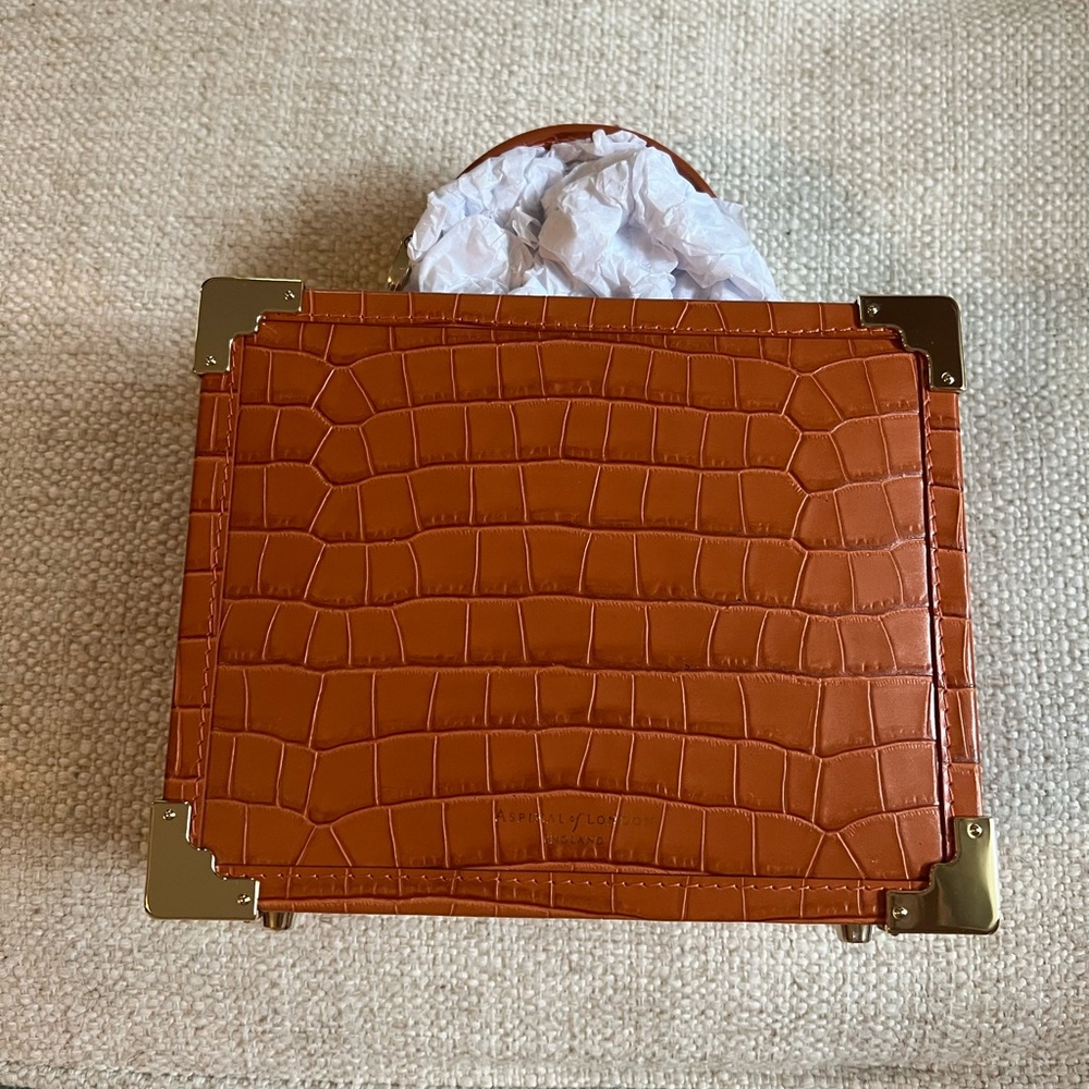 Orange croc mini trunk from Aspinal of London